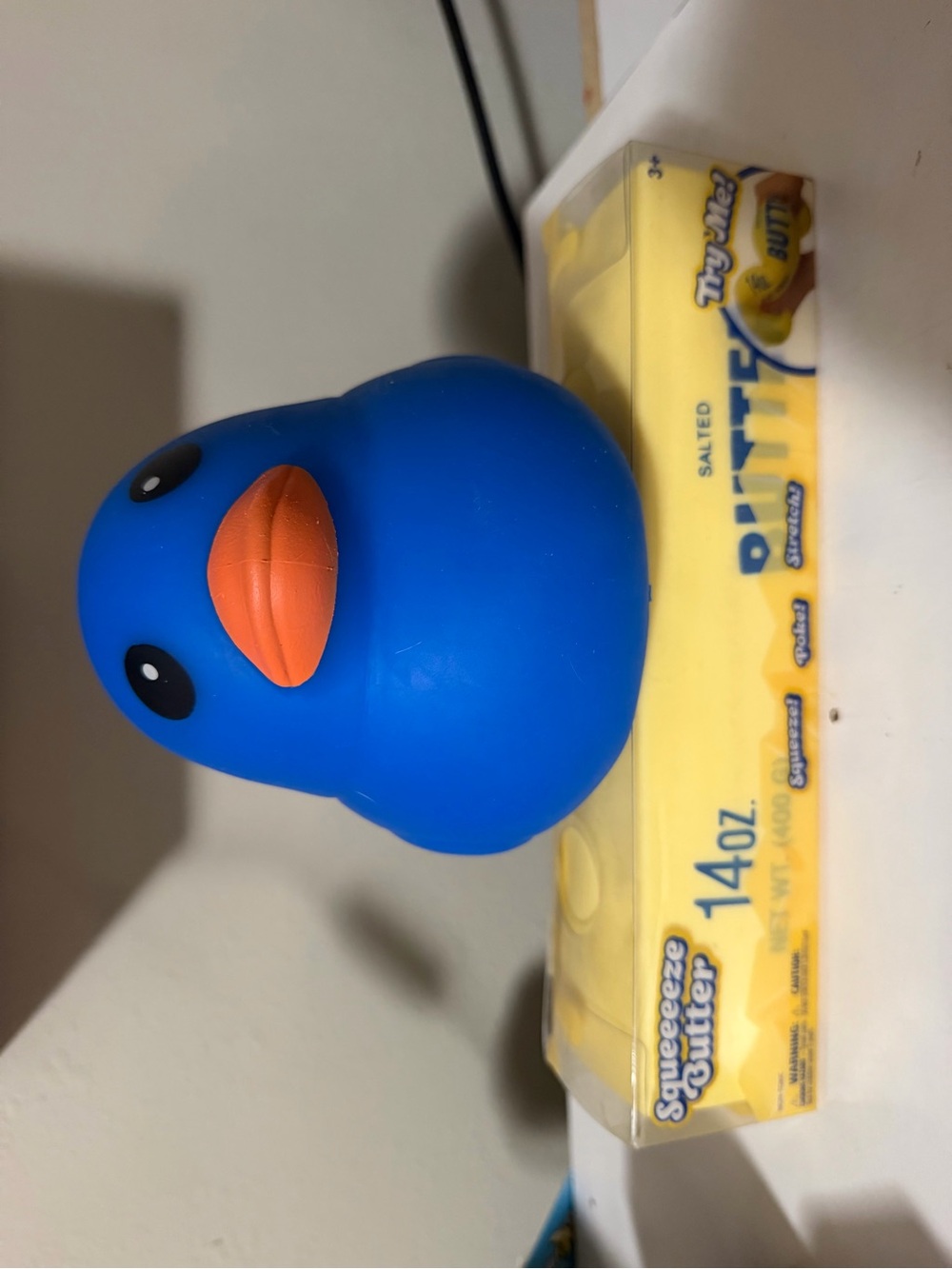 Blue Rubber Bird Pet Toy with Orange Beak